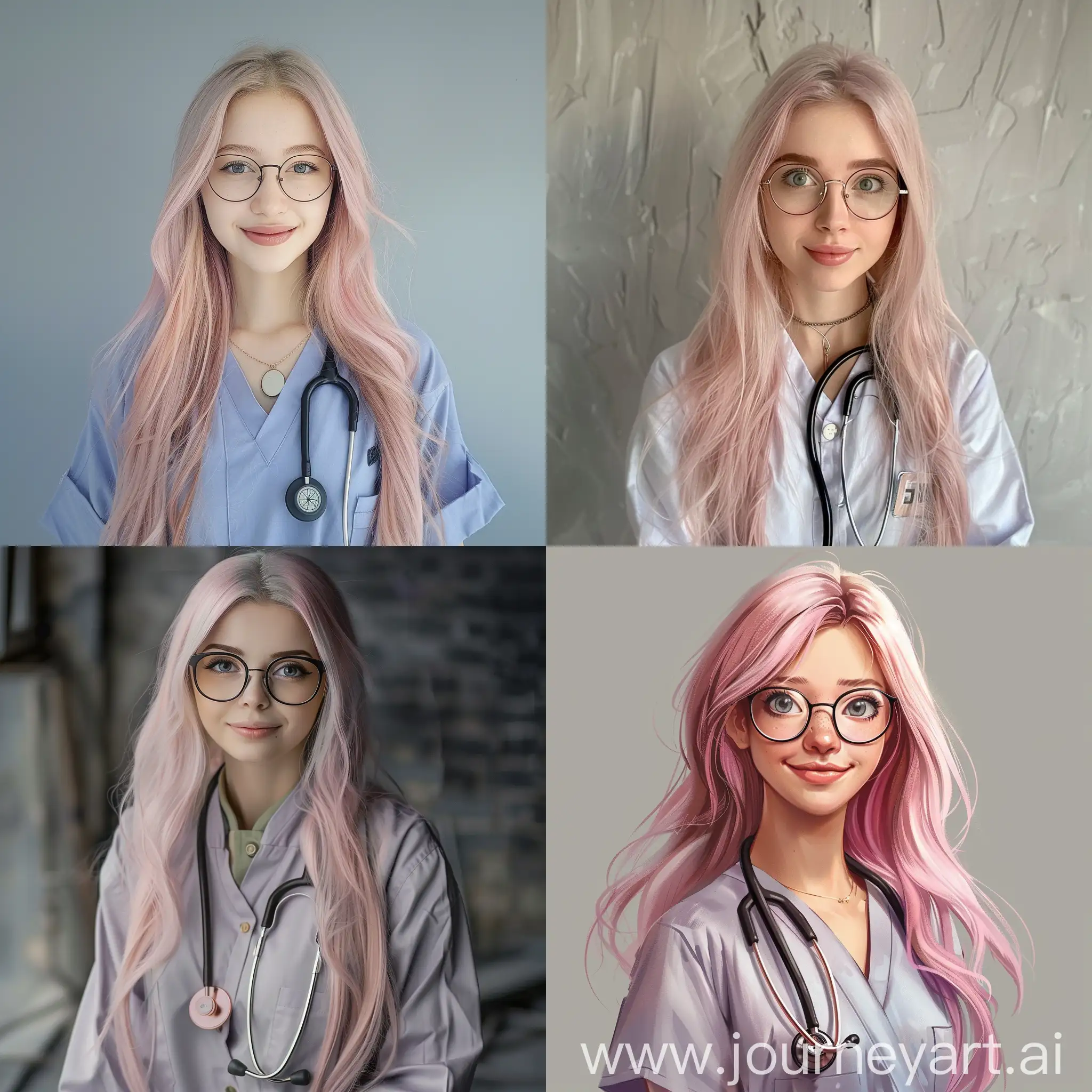 Elegant-Medical-Professional-with-Friendly-Smile-and-Pink-Hair