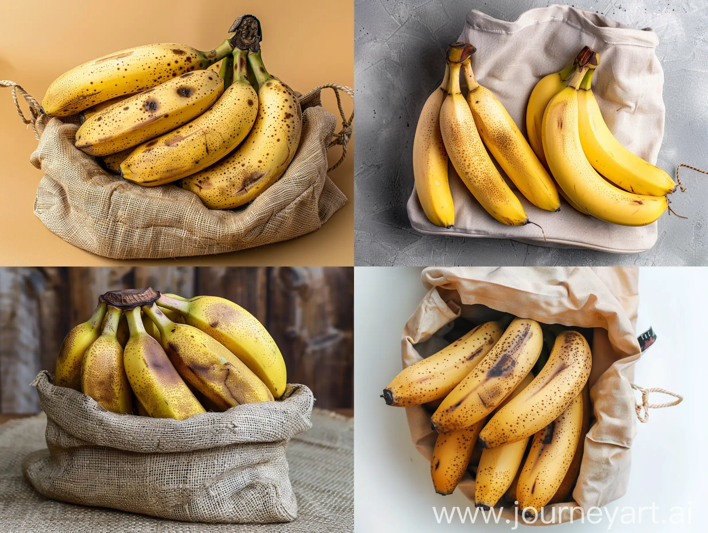 Real photo of some healthy bananas in a beautiful bag