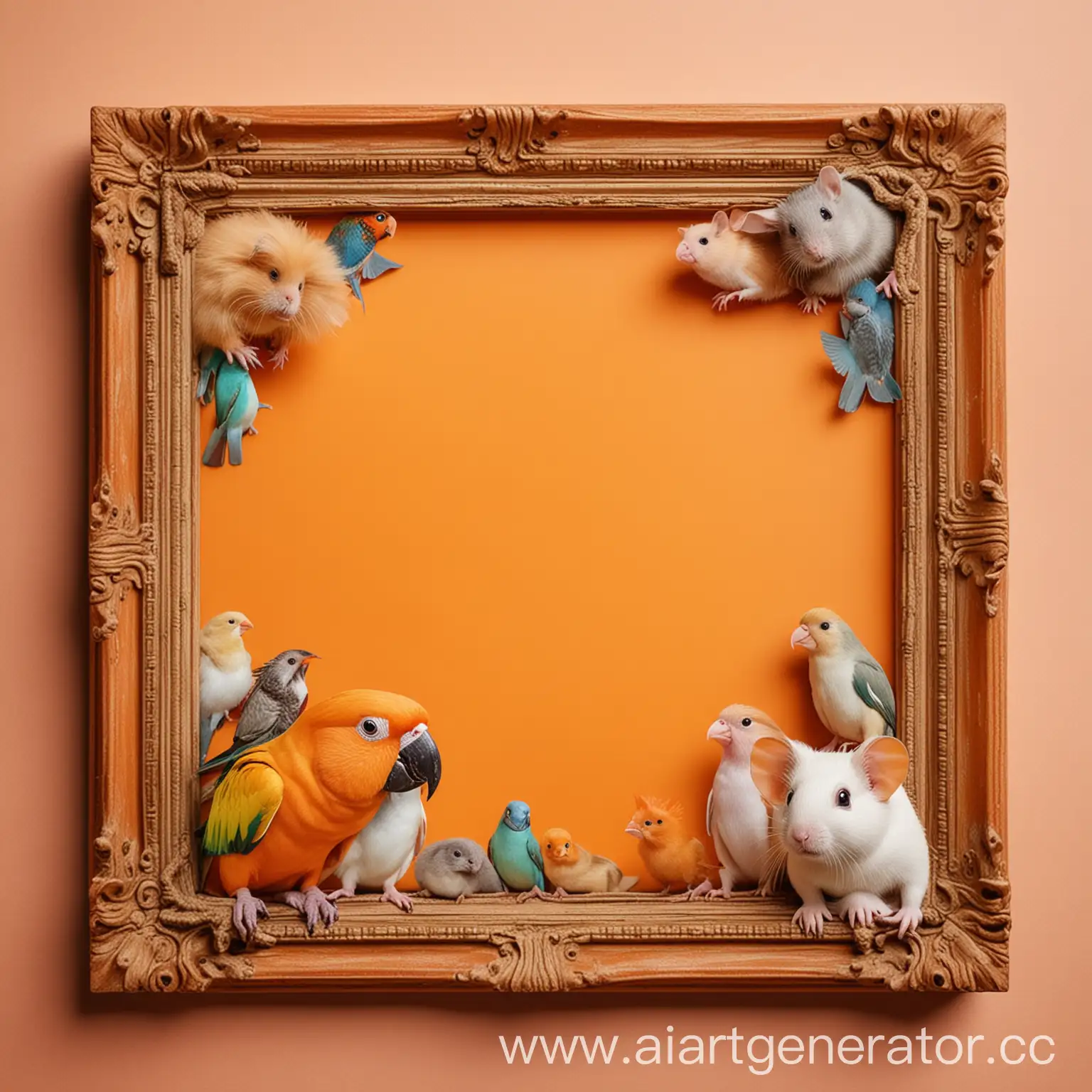 Colorful-Animals-on-Orange-Background-with-Framed-Text
