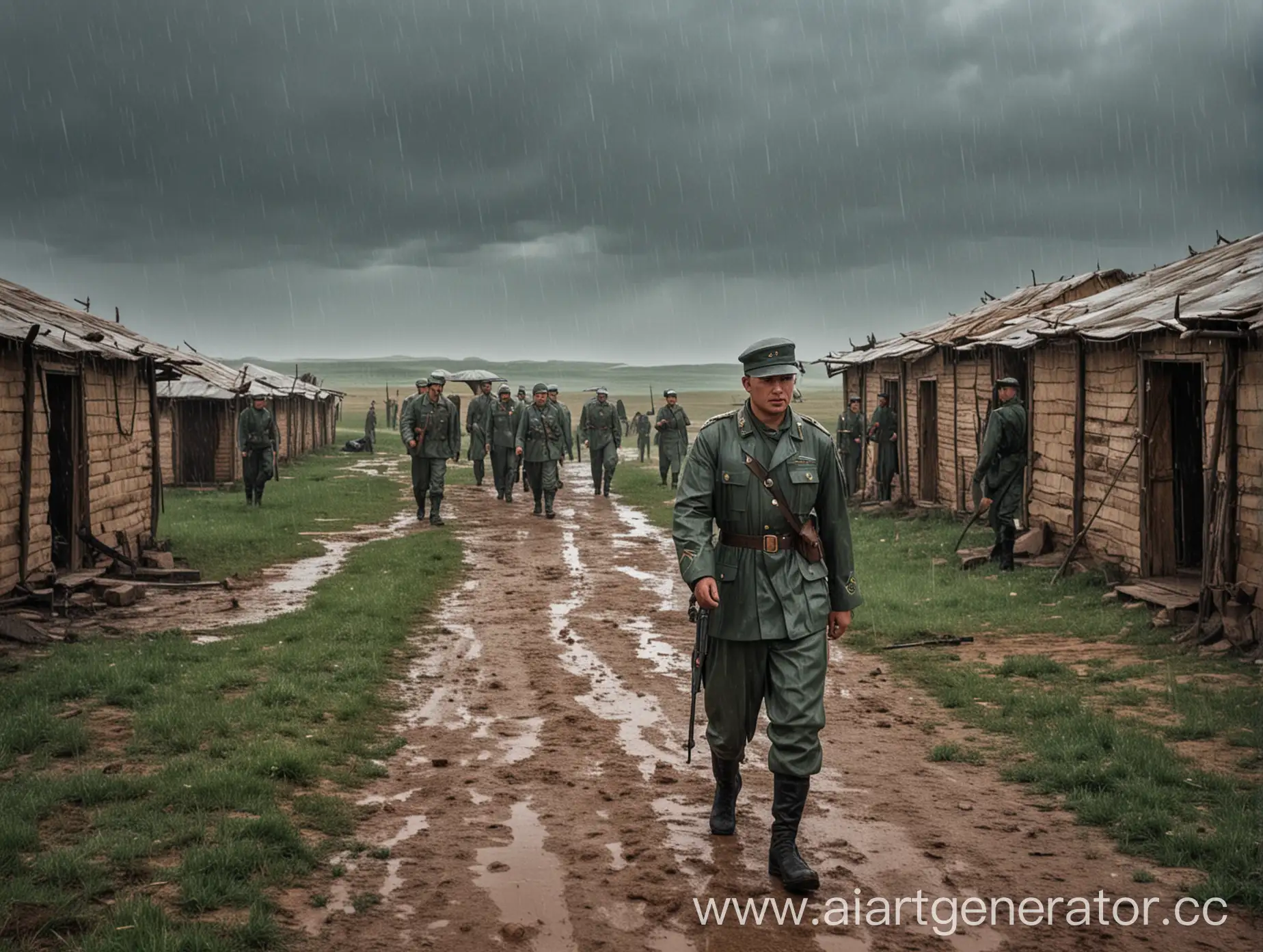 Kazakhstani-Steppe-Rain-Soldiers-in-Barracks