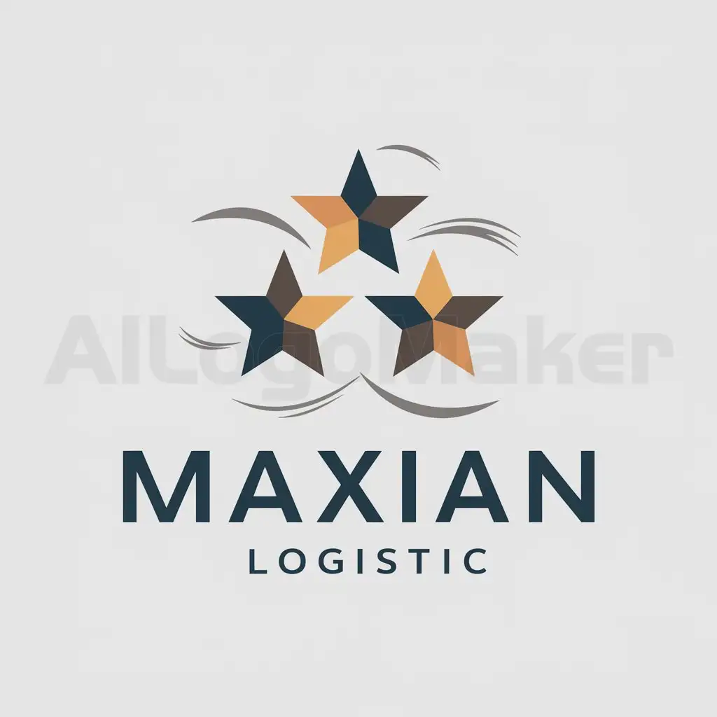 a logo design,with the text "Maxian logistic logo", main symbol:Three start,Moderate,clear background