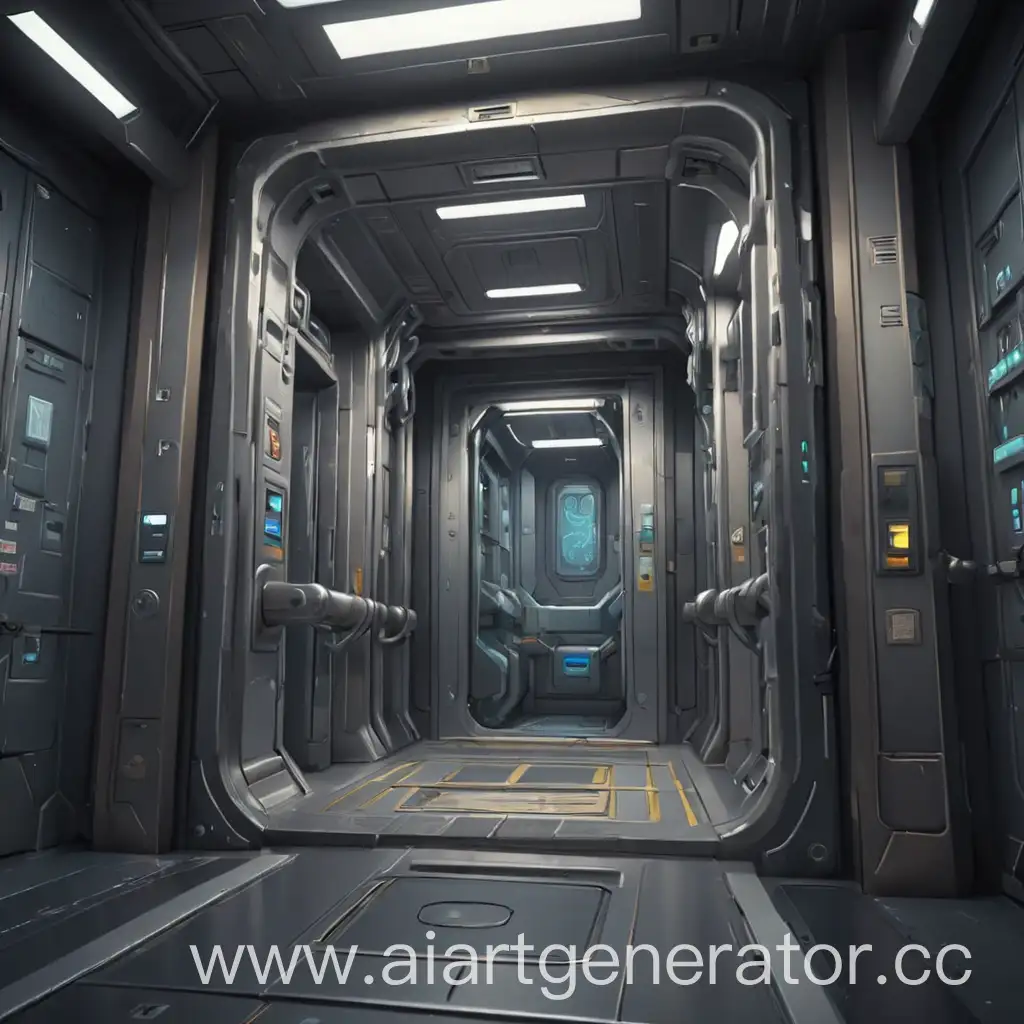 мультяшный открытый лифт из будущего в космосе 