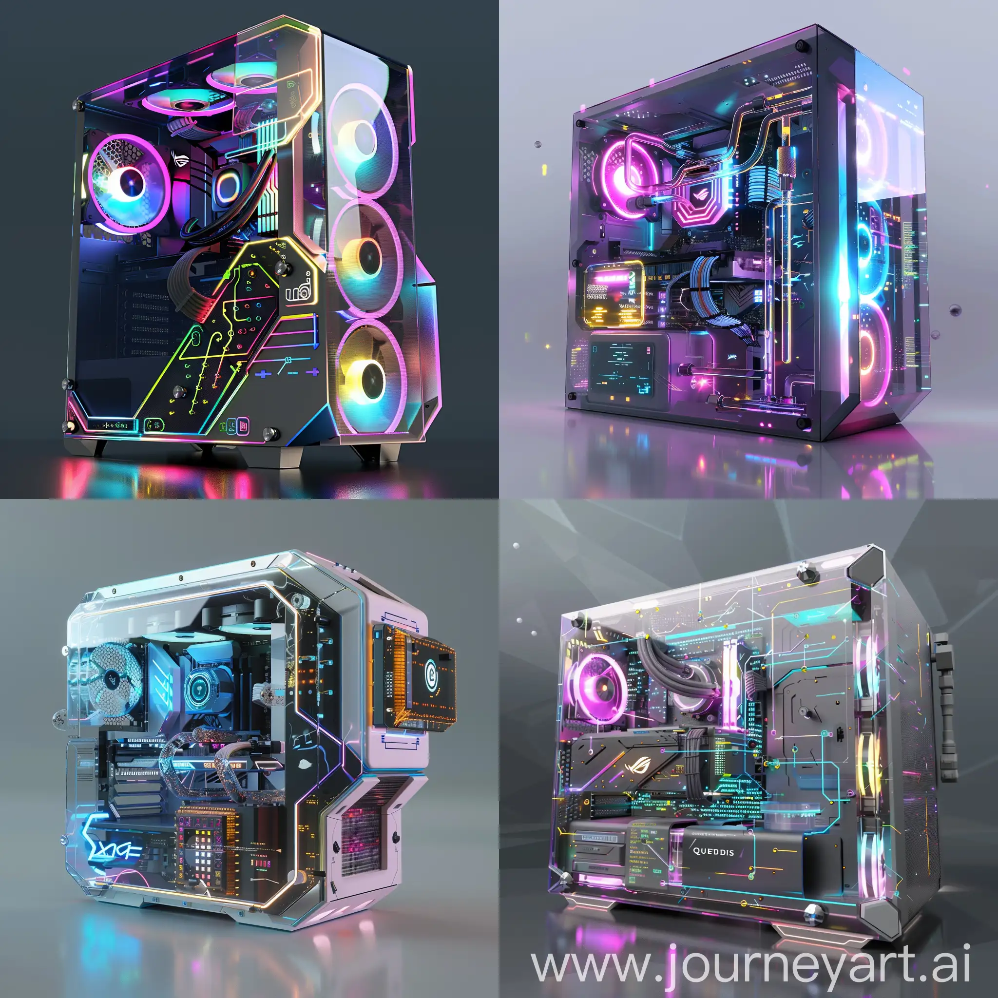 High-tech futuristic PC case, Modular Design, Liquid Cooling System, Integrated RGB Lighting, Wireless Charging Pad, Advanced Cable Management, Transparent Panels, Tool-Free Component Installation, Noise Reduction Technology, High-Speed Connectivity, Integrated AI Assistant, Nanomaterial Construction, Self-Healing Surfaces, Nanochips for Component Control, Molecular-Scale Cooling Channels, Nanoparticle Filter Systems, Nano-Coated Conductive Pathways, Quantum-Dot Display Integration, Nanogenerator Power Source, Molecular-Scale Data Storage, Nanorobotics Maintenance Systems, Aerodynamic Design, RGB Lighting Integration, Tempered Glass Panels, Integrated Display Screens, Advanced Connectivity Ports, Customizable Exterior Panels, Embedded Wireless Charging, Motorized Component Doors, Reflective Surfaces, Holographic Projection System, Nano-Textured Finishes, Nanorod Antenna Array, Molecular-Scale Light Diffusion, Self-Assembling Panels, Nanoparticle-Based Color Shifting, Nanofiber Reinforced Structures, Quantum Dot Nanopixels, Molecular-Scale Sound Absorption, Nanocoated Solar Panels, Nanomachine Dynamic Sculpting, unreal engine 5 --stylize 1000
