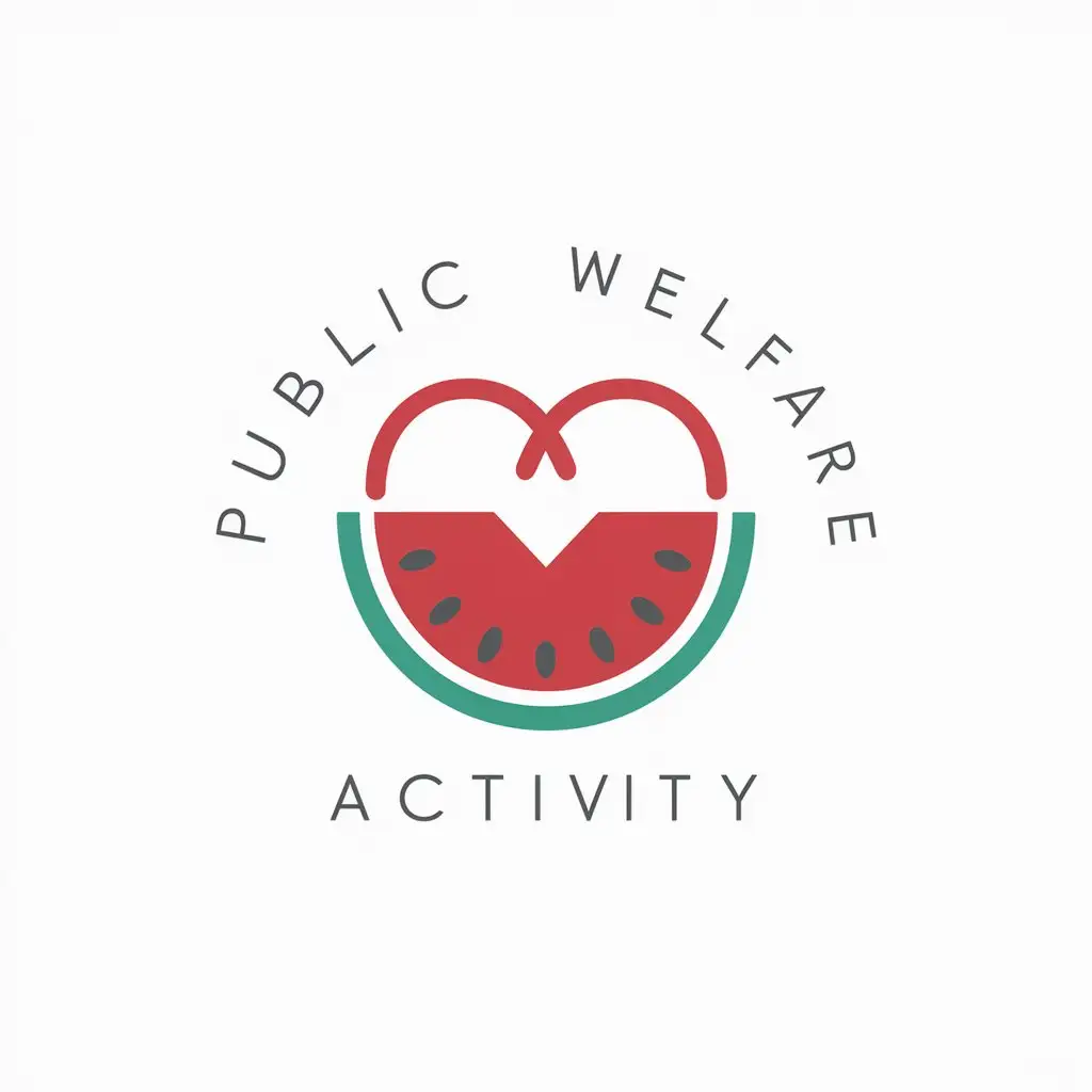 a logo design,with the text "public welfare activity", main symbol:watermelon, heart,Minimalistic,be used in Nonprofit industry,clear background