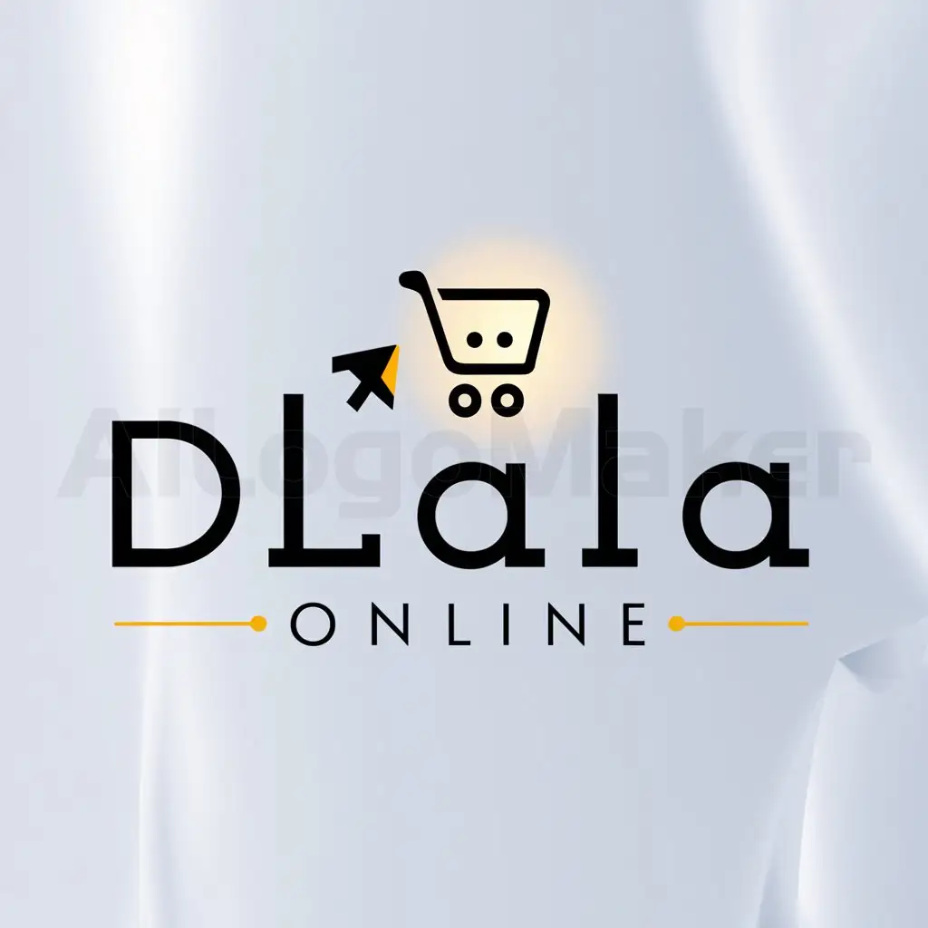 a logo design,with the text "Dlala Online", main symbol:Online store,Minimalistic,be used in shop industry,clear background