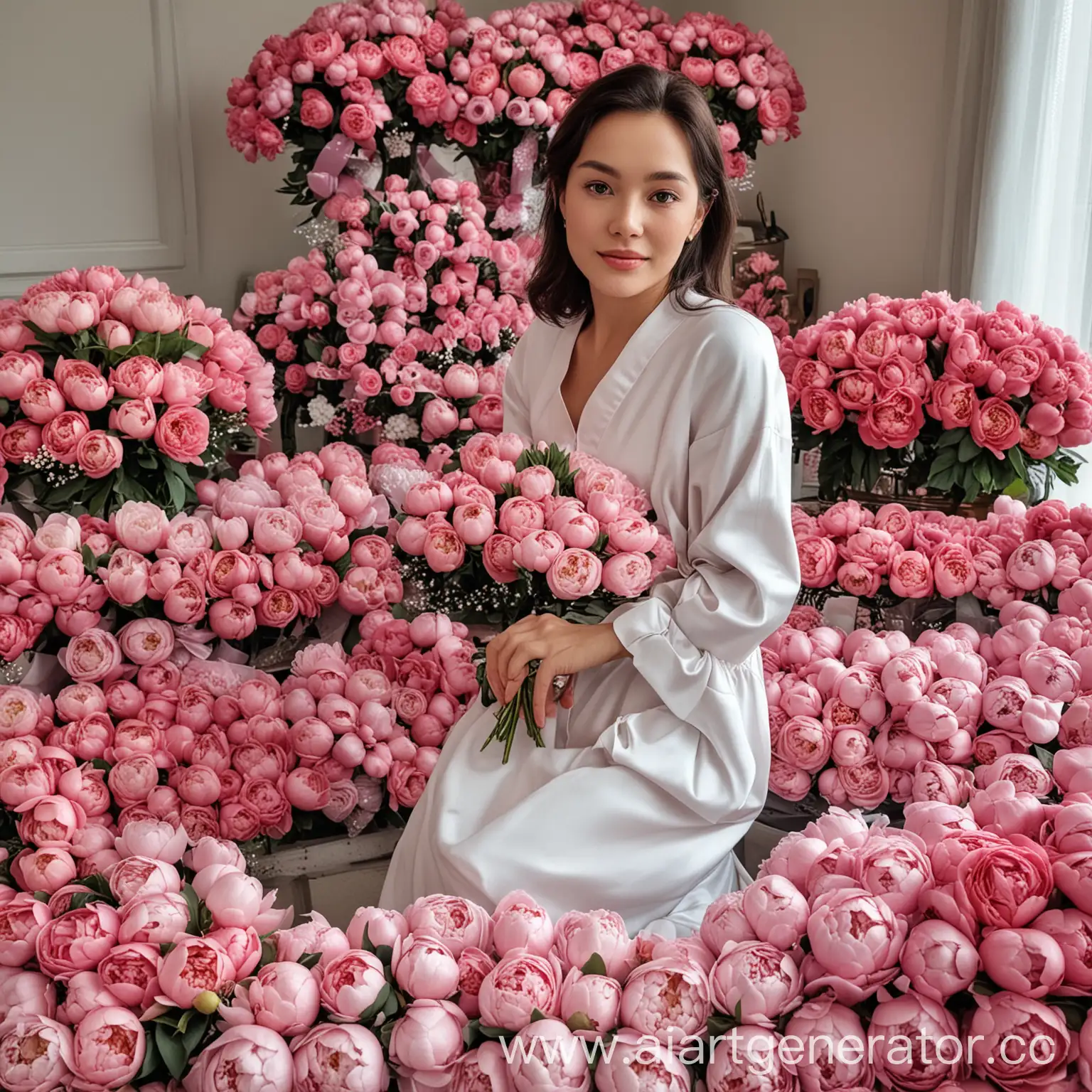Lady-Surrounded-by-Gifts-and-Peony-Bouquets