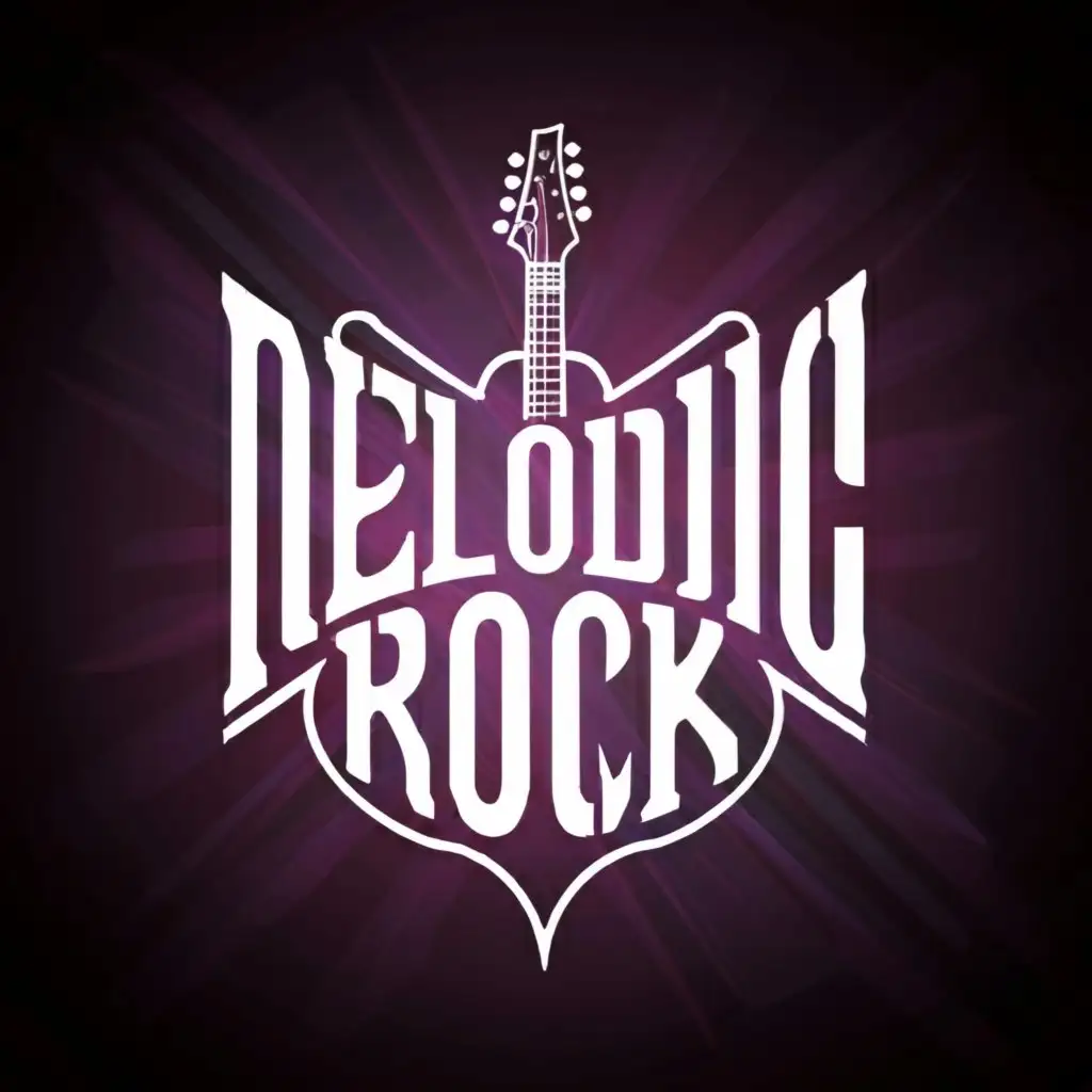 a logo design,with the text "Melodic Rock", main symbol:Guitar,complex,be used in Entertainment industry,clear background