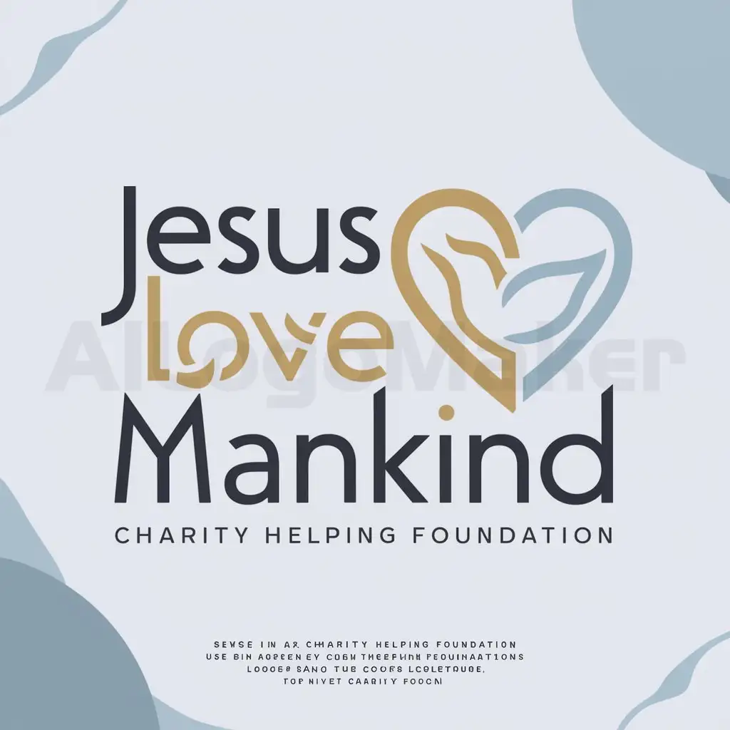 a logo design,with the text "Jesus Love Mankind", main symbol:symbols of grace and love with white, lightblue and gold colours,Moderate,be used in charity helping foundation industry,clear background