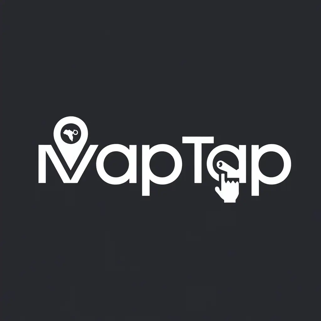 a logo design,with the text "Maptap", main symbol:Design a logo for Maptap, a company specializing in mapping services. Incorporate a pin symbol with a small map inside, positioned to resemble the dot of the letter 'i' in 'Map', and a tap symbol replacing the crossbar of the letter 't' in 'Tap'. The pin should convey the idea of location and navigation, while the tap symbolizes interaction and ease of use. The overall design should be modern, simple, and easily recognizable.,Moderate,clear background