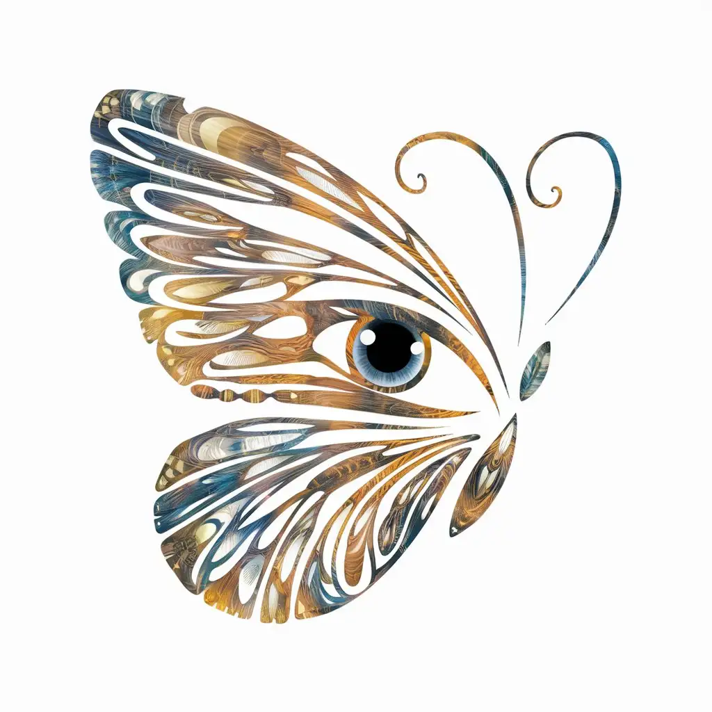 Logotipo borboleta linda com olho delicado complementando a asa