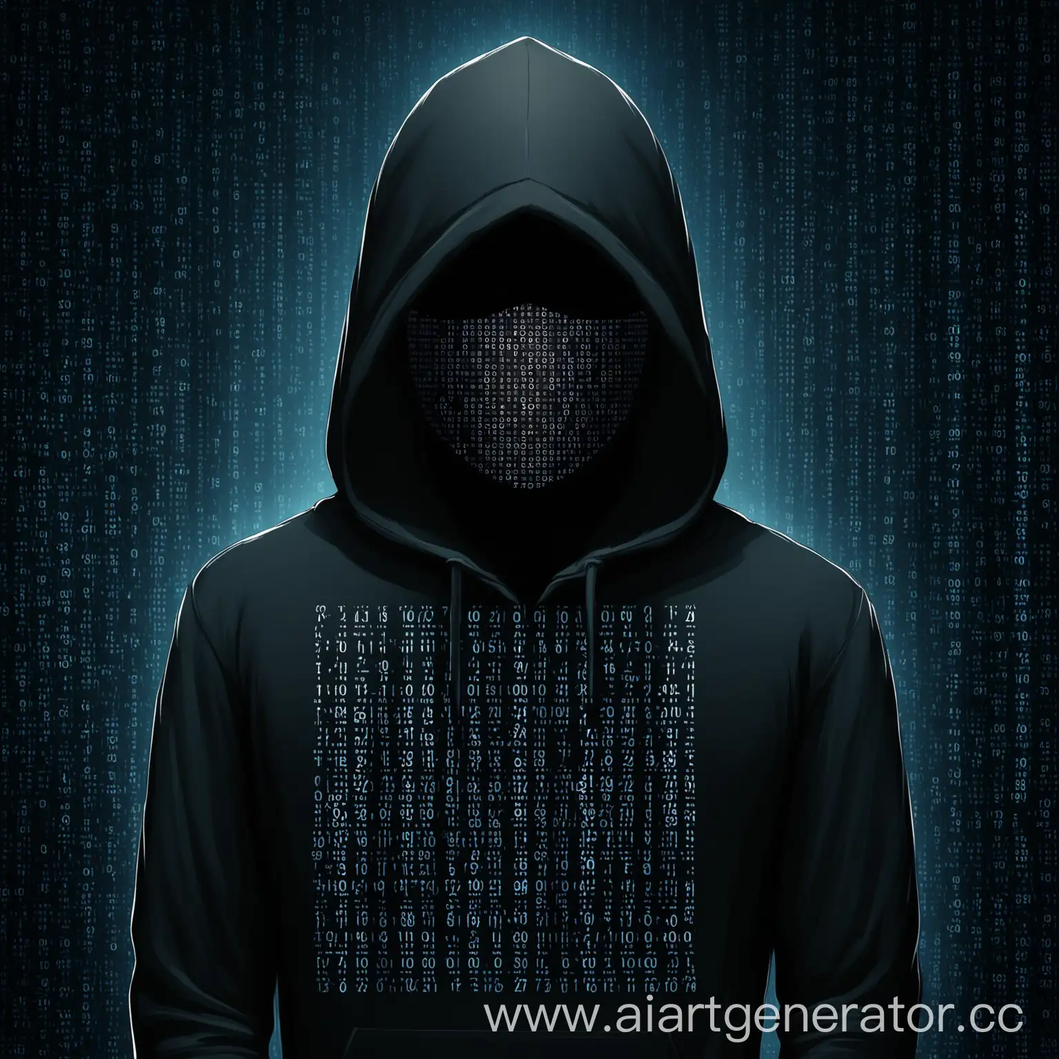 Mysterious-Figure-in-Black-Hoodie-and-Mask-Emerges-from-Binary-Code