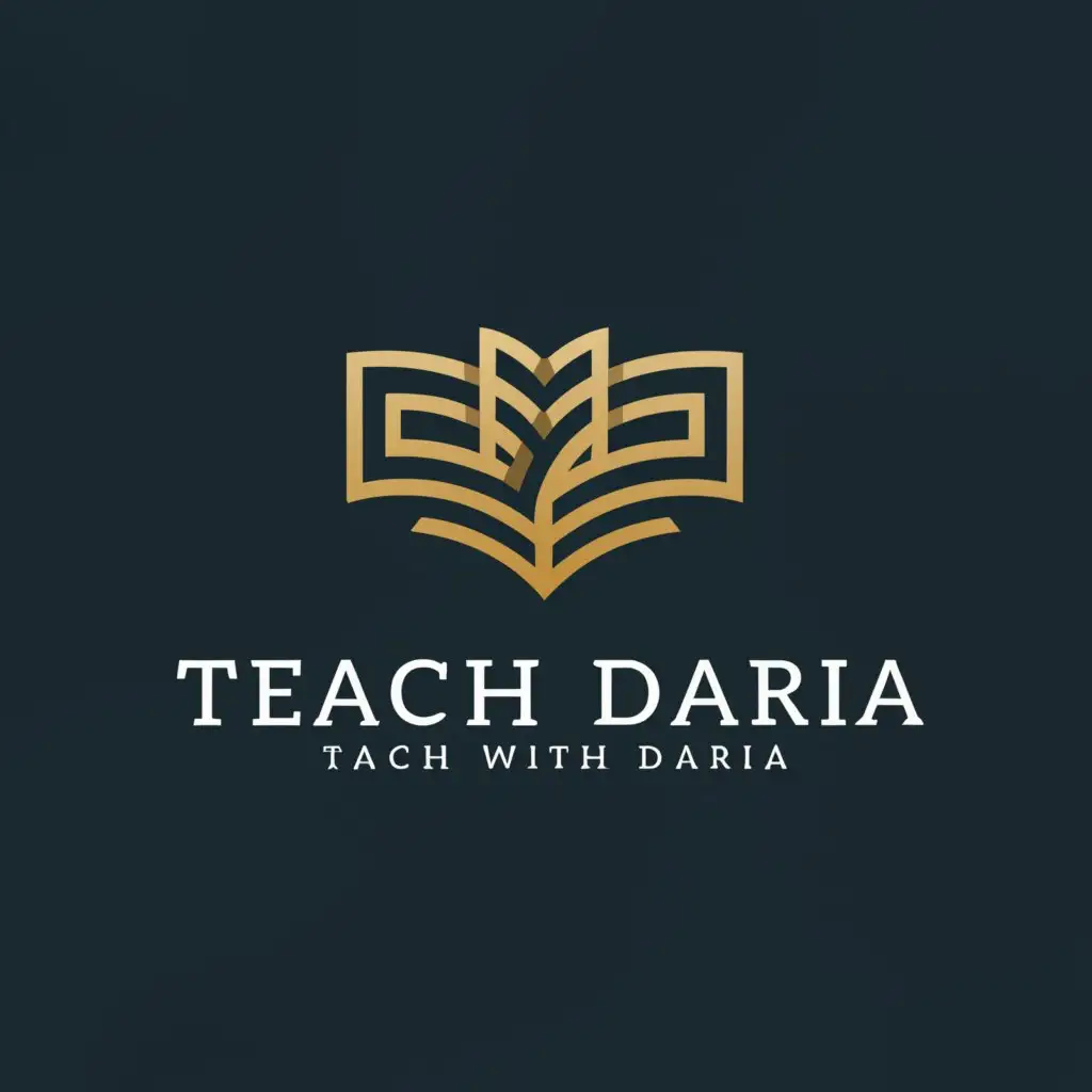 a logo design,with the text "TEACH WITH DARIA", main symbol:Book,complex,be used in Education industry,clear background