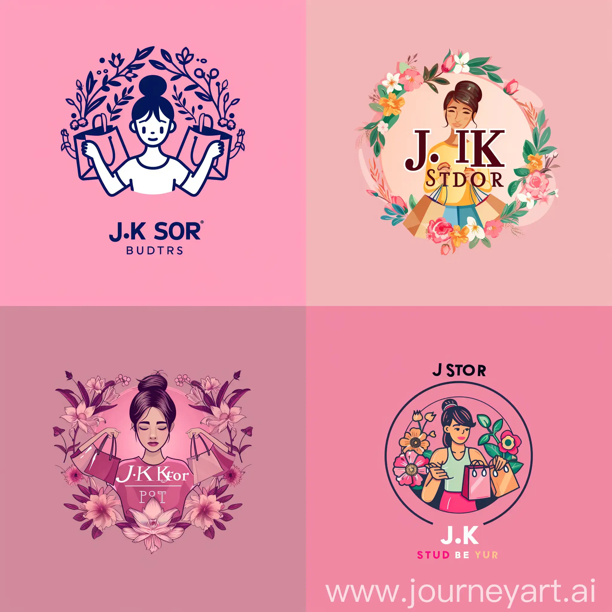 JK-Stor-Studio-Logo-Woman-Shopping-with-Pink-Floral-Background