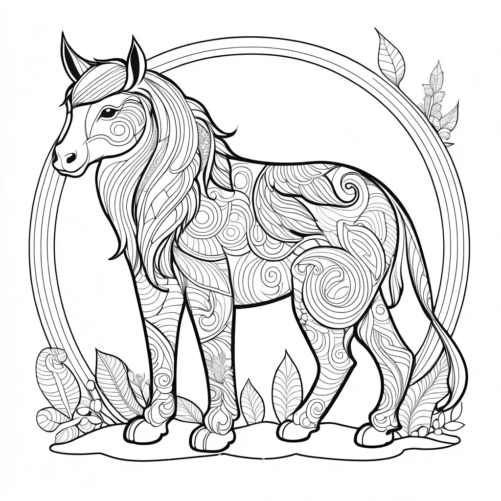 Alphabeth with an animal, Coloring Page, black and white, line art, white background, Simplicity, Ample White Space