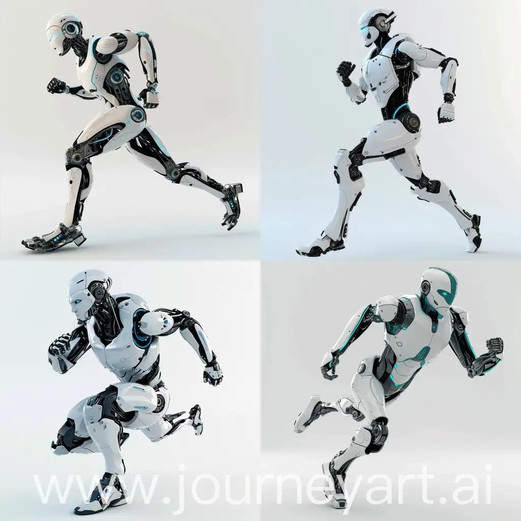 high quality, robot running 3D, slow motion