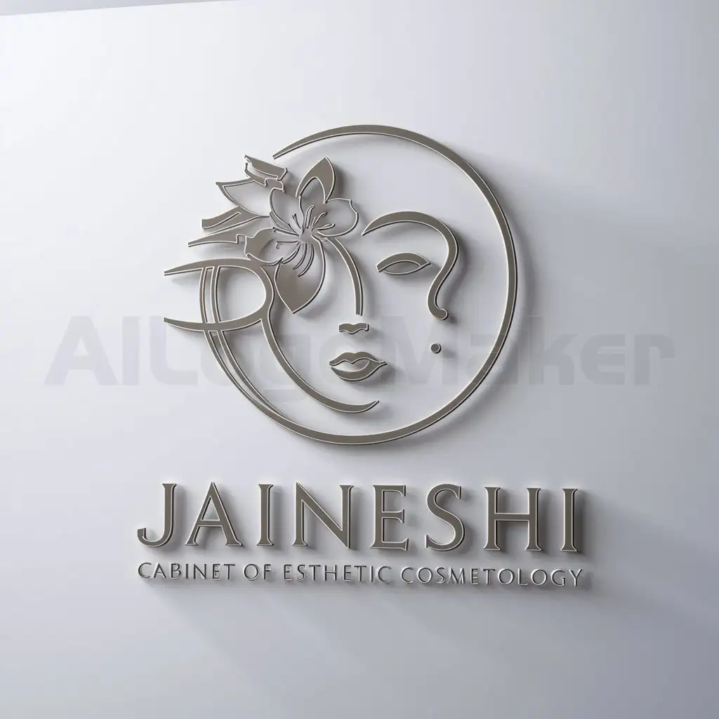 LOGO-Design-for-JaneShi-Cabinet-of-Esthetic-Cosmetology-Elegant-Face-and-Floral-Elements