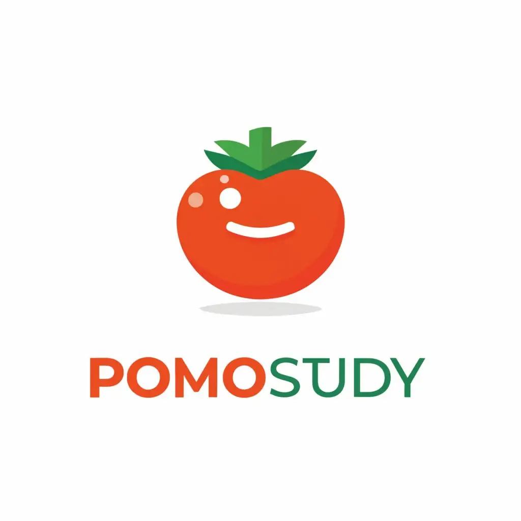 a logo design,with the text "PomoStudy", main symbol:Tomato,Minimalistic,be used in Education industry,clear background