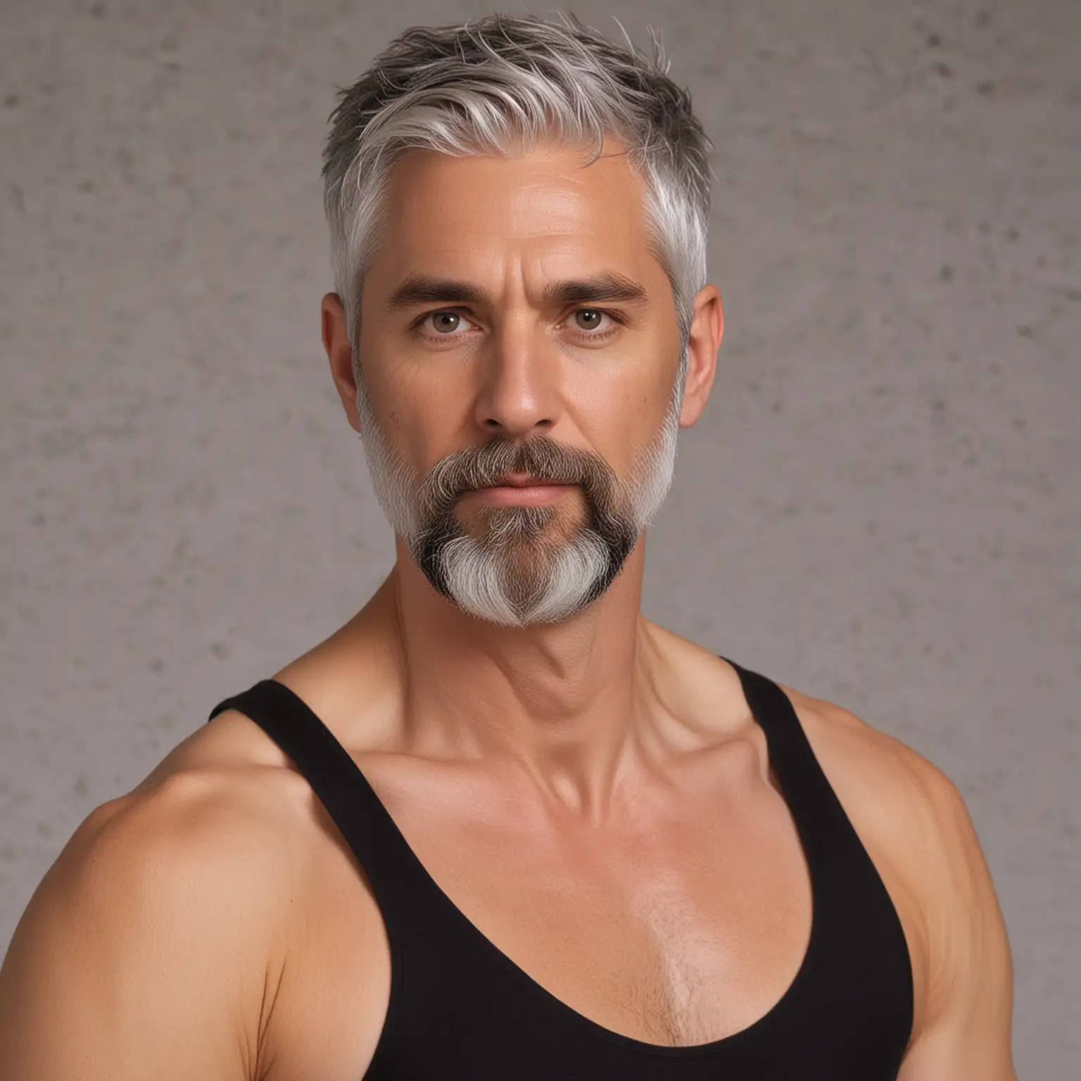 Middleaged-Man-in-Black-Leotard-with-Silver-Hair-and-Beard