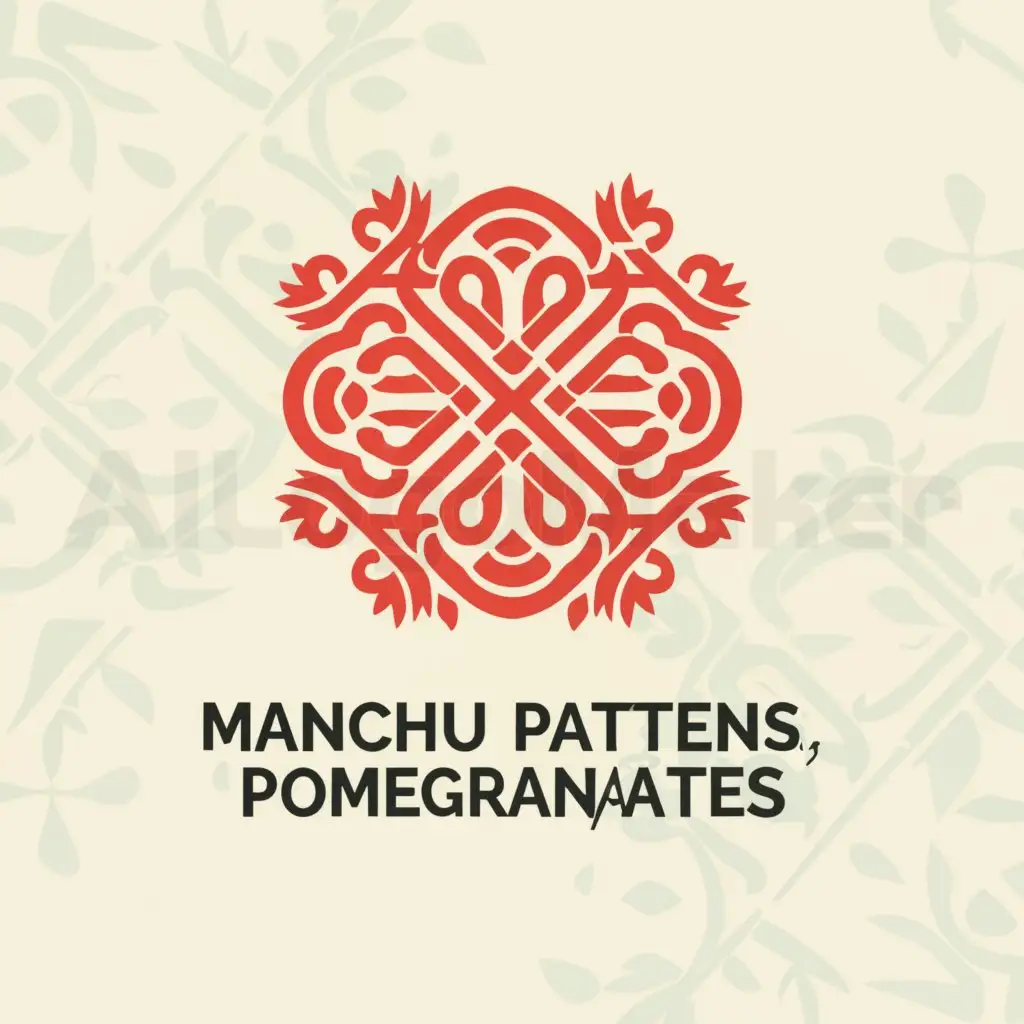 a logo design,with the text "Manchu patterns, pomegranates", main symbol:Manchu patterns, pomegranate, reunion,Minimalistic,be used in Others industry,clear background