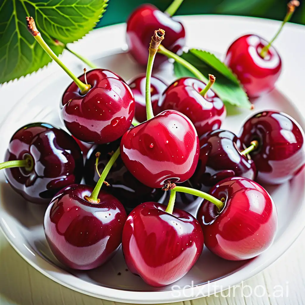 Fresh-Red-Cherries-on-Wooden-Table