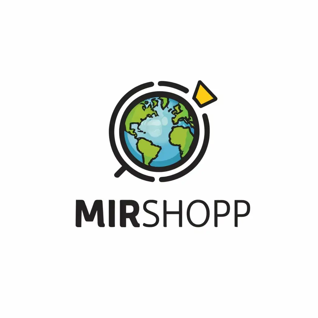 a logo design,with the text "MirShop", main symbol:The Earth with a basket of goods,Moderate,be used in Retail industry,clear background