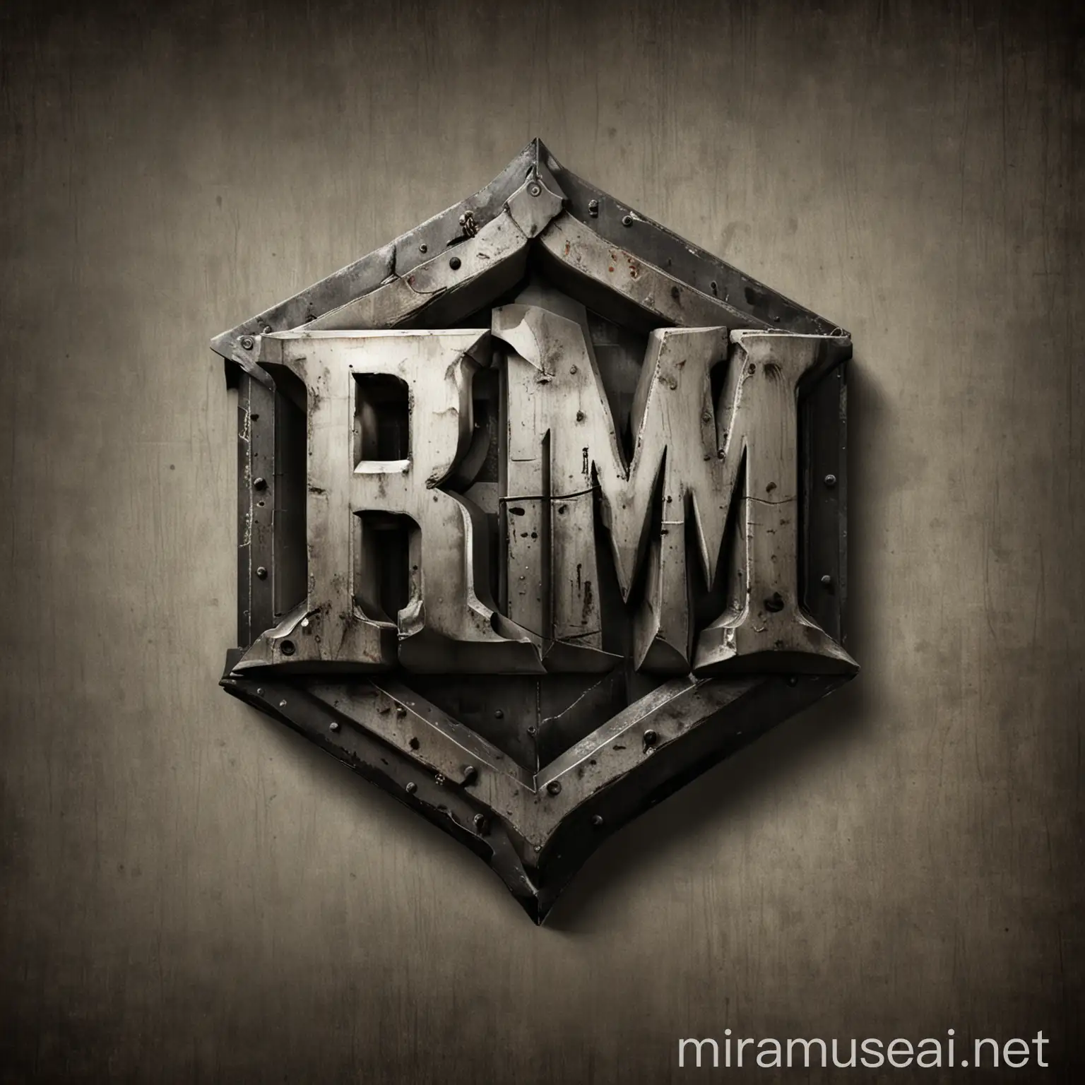 Industrial BM Logo Design on Metallic Background