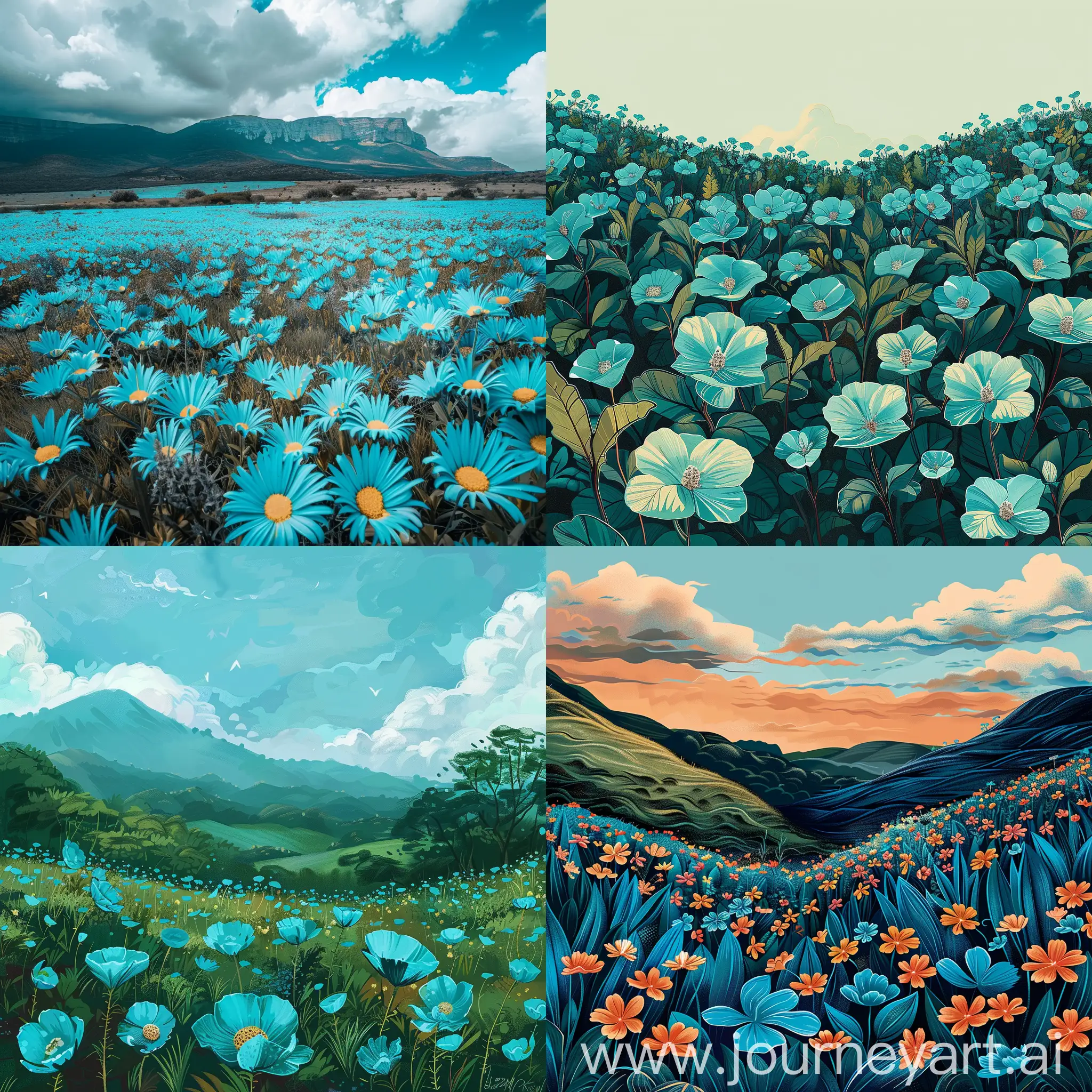 Turquoise-Flowers-in-a-South-American-Field