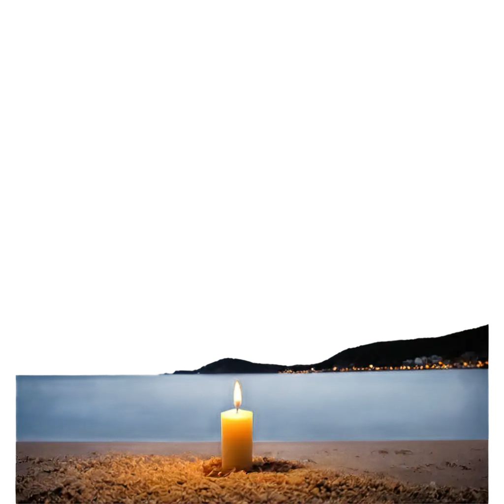 Exquisite-Beach-Scene-with-Candle-Captivating-PNG-Image-for-Serene-Ambiance