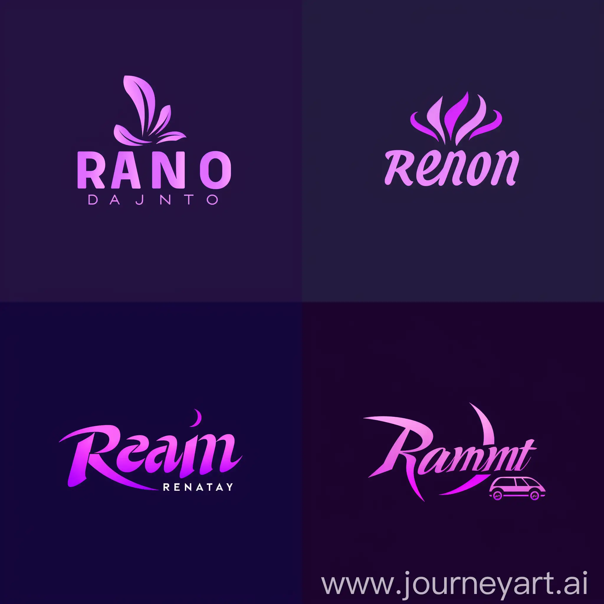 Сгенерируй логотип для проката автомобилей в стиле минимализма в фиолетовых оттенках текстом Прокат