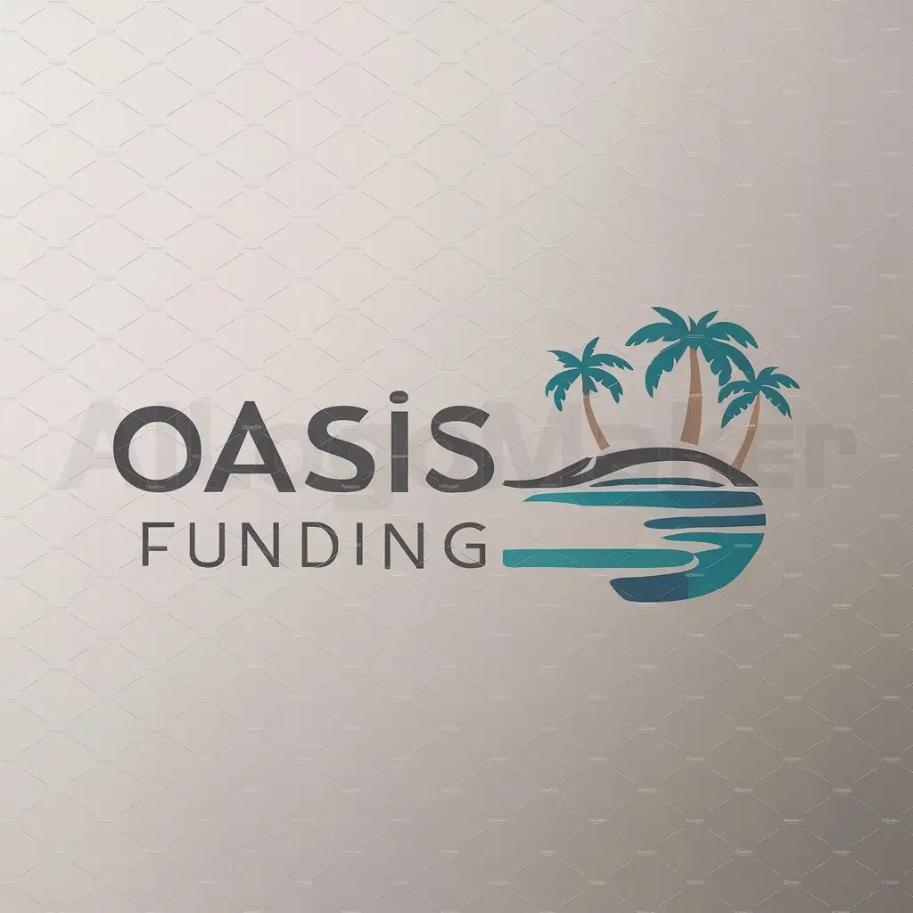 a logo design,with the text "Oasis Funding", main symbol:Oasis Funding make river, palm trees, or a serene landscape,Minimalistic,be used in 0 industry,clear background