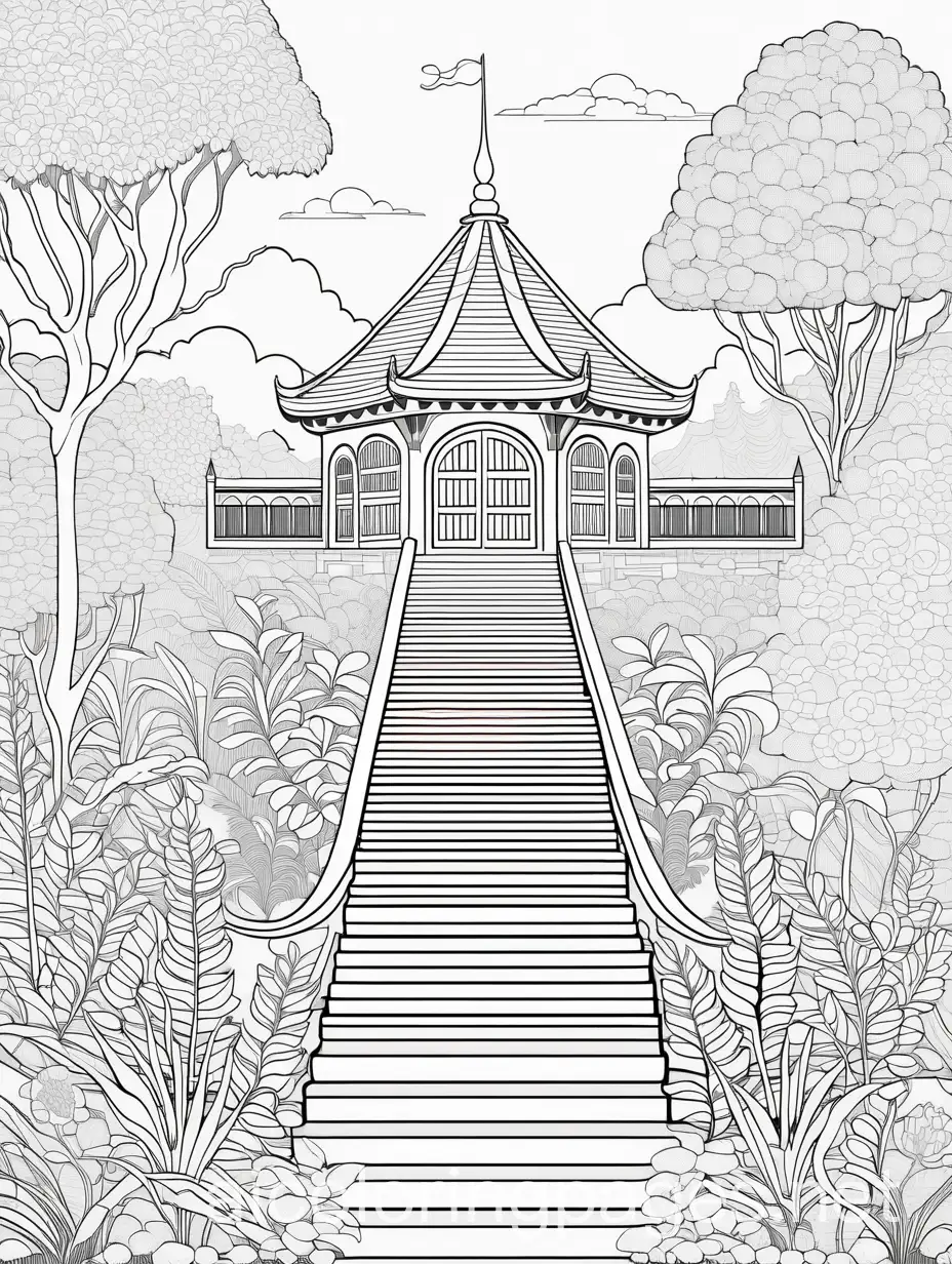 Castle-with-Labyrinth-in-Garden-Coloring-Page