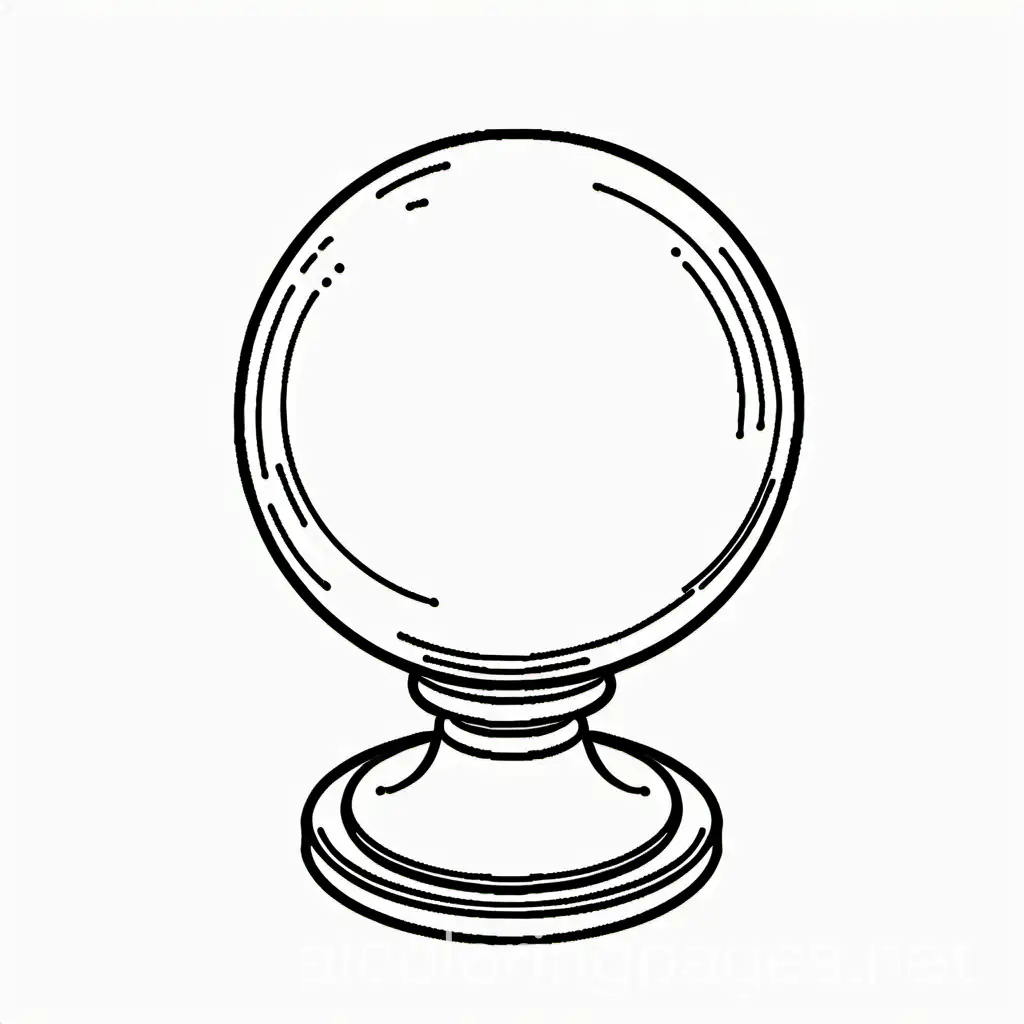 glass ball on a stand , Coloring Page, black and white, line art, white background, Simplicity, Ample White Space. The background of the coloring page is plain white to make it easy for young children to color within the lines. The outlines of all the subjects are easy to distinguish, making it simple for kids to color without too much difficulty