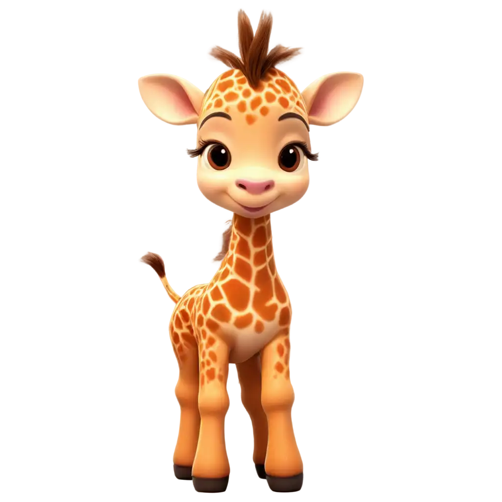 a very beautiful and cute baby 
giraffe in Disney style