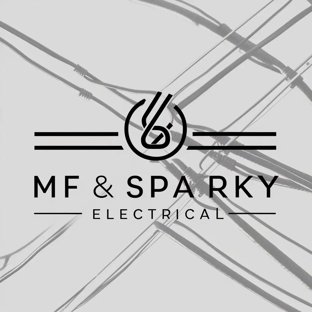 a logo design,with the text "MF & SparkynElectrical", main symbol:ELECRICAL WIRE,complex,clear background