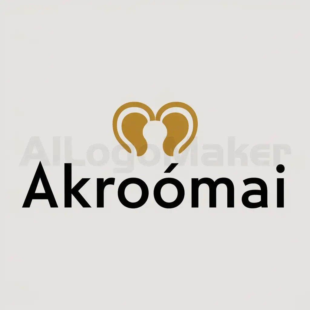 a logo design,with the text "akroômai", main symbol:listening gold emblum holistic,Moderate,clear background