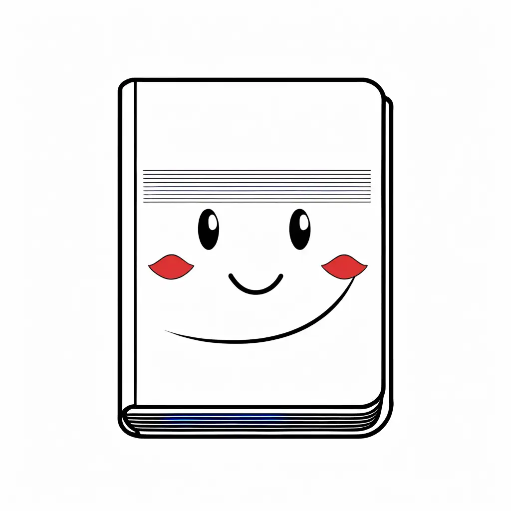 Smiling-Notebook-Character-Coloring-Page-for-Kids-Minimalistic-Outline-Art-with-Beautiful-Eyes