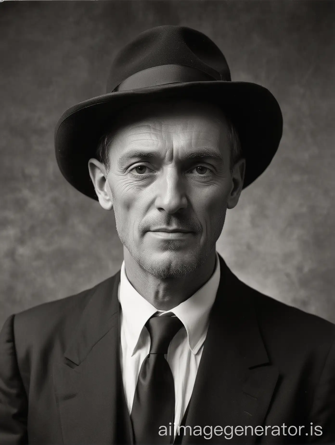 Vintage-Black-and-White-Portrait-of-a-Man-in-a-Suit-and-Hat