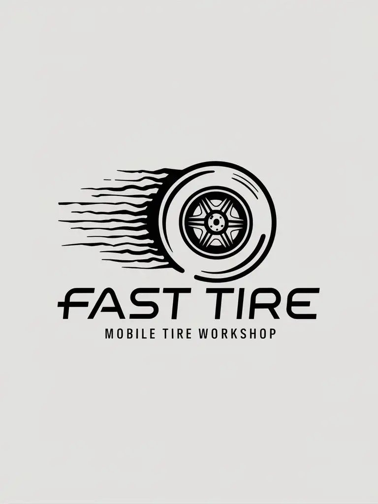 Dynamic Monochrome Logo for Fast Tire Mobile Workshop