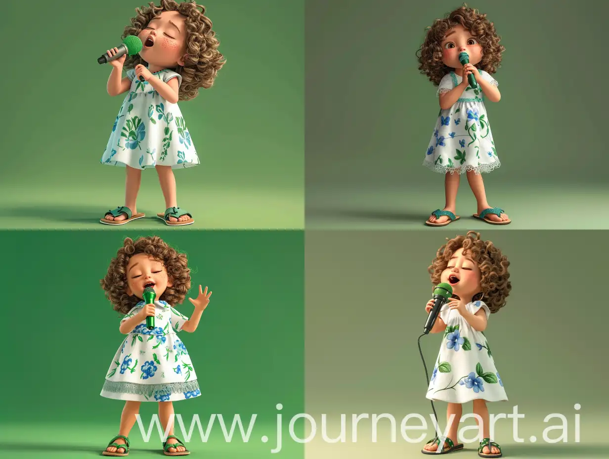 Adorable-6YearOld-Girl-in-Floral-Dress-Singing-with-Microphone