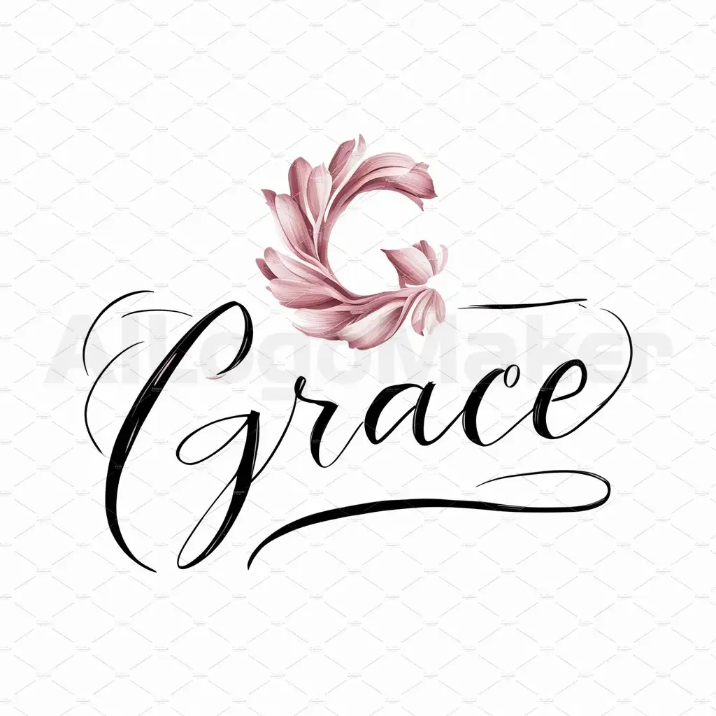 a logo design,with the text "Grace", main symbol:I want to flower letter,Moderate,clear background