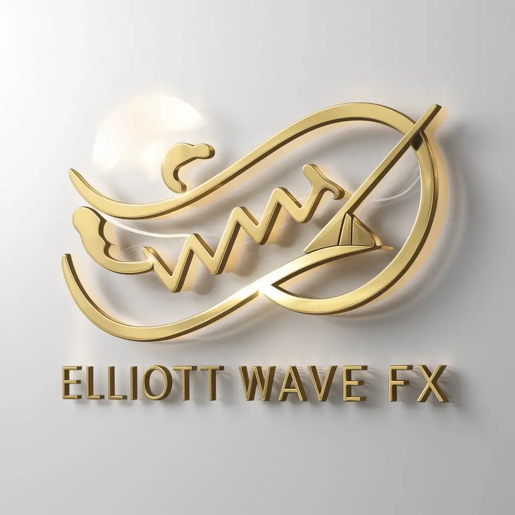 a logo design,with the text "Elliott Wave Fx", main symbol:It should have a gold logo and a modern design related to wave and trading,complex,clear background