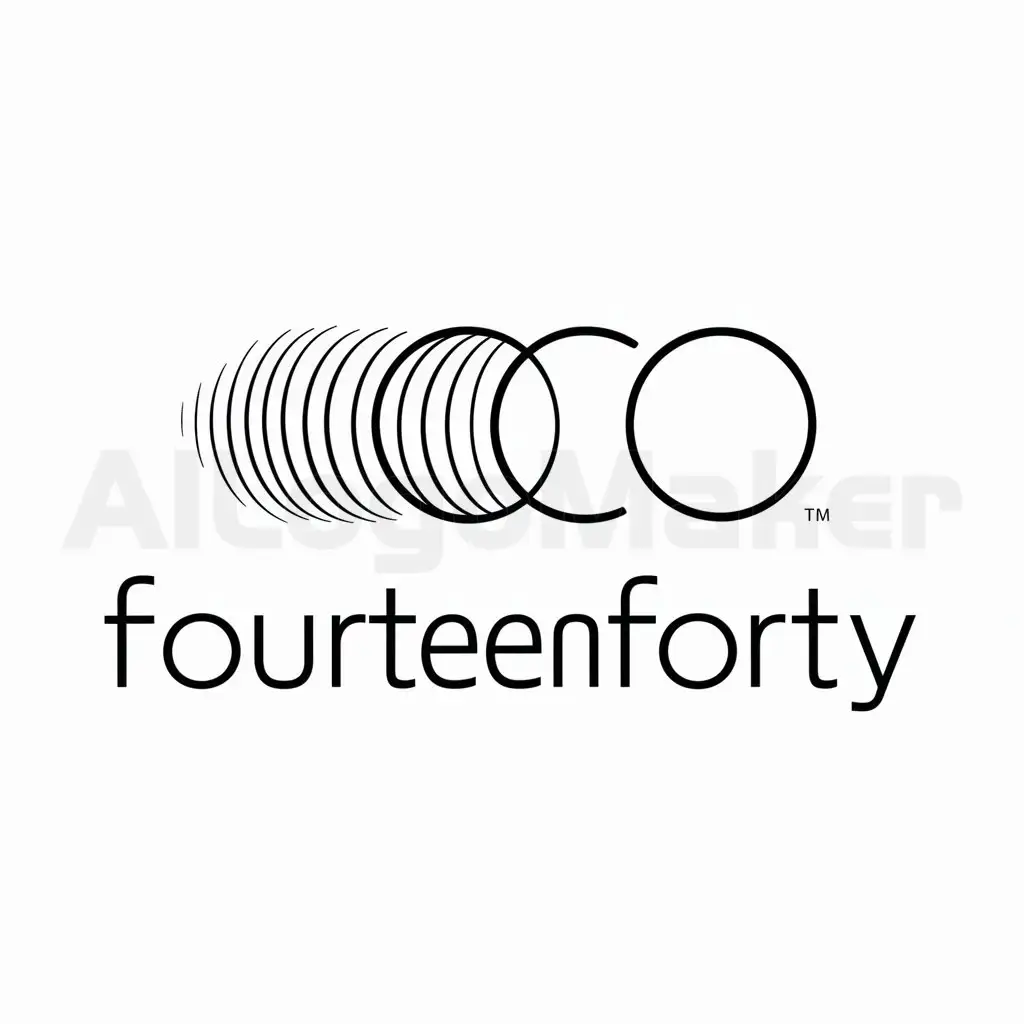 a logo design,with the text "FourteenForty", main symbol:circles that go from multiple lined (Chaos) to one clean circle.,Minimalistic,be used in Technology industry,clear background