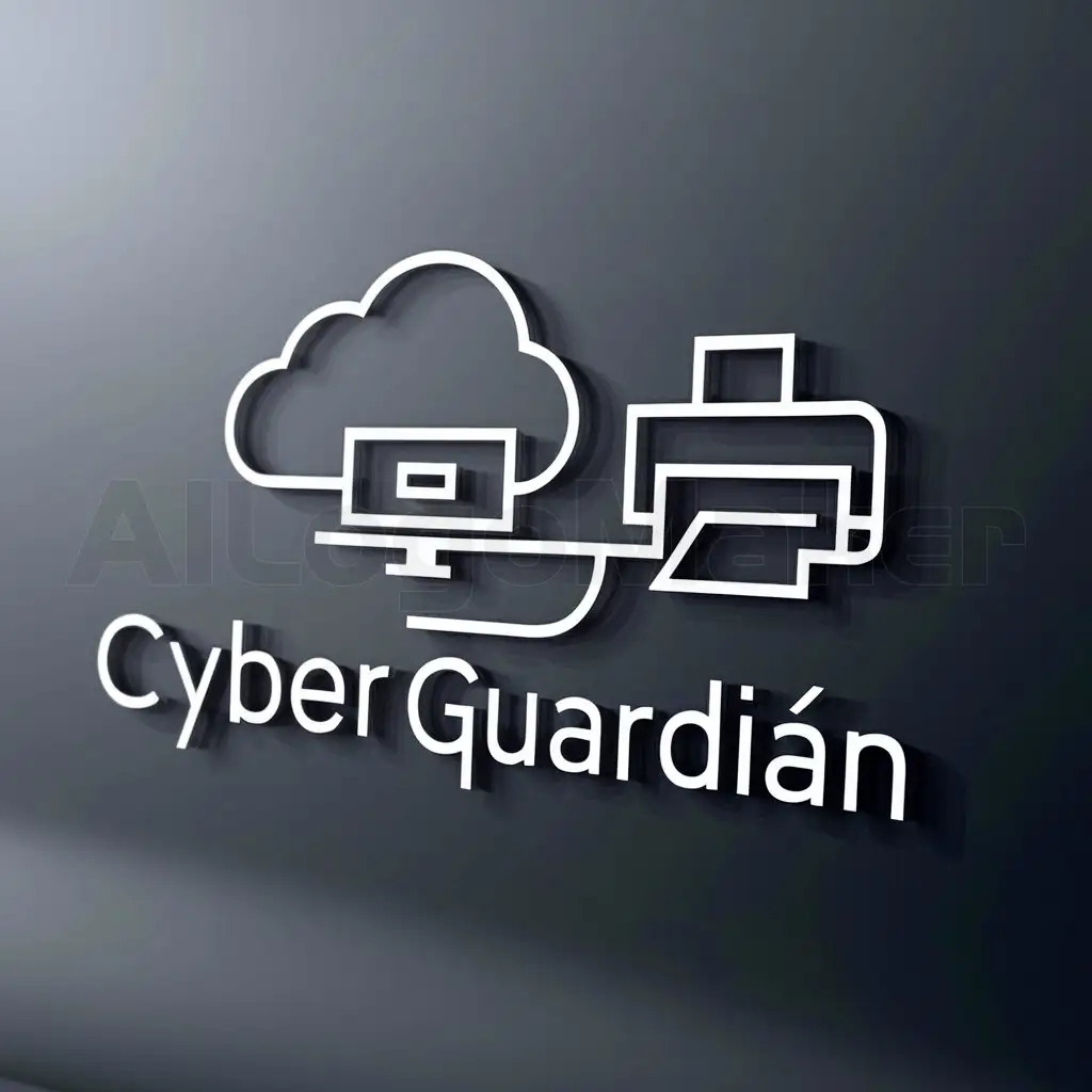 a logo design,with the text "Cyber Guardián", main symbol:cloud computer and printer,Moderate,be used in Technology industry,clear background