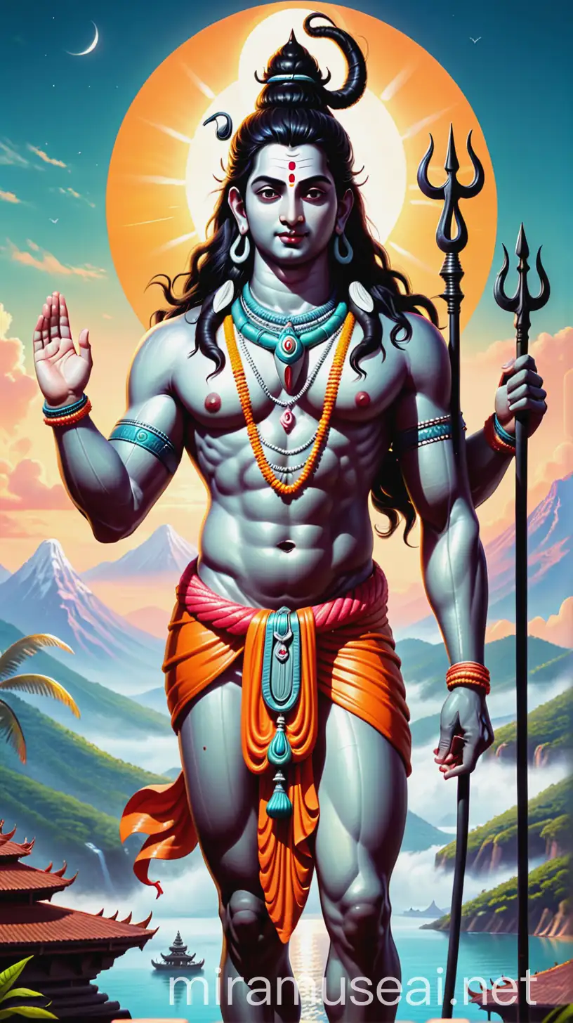Majestic Lord Shiva Statue in Sacred Meditation