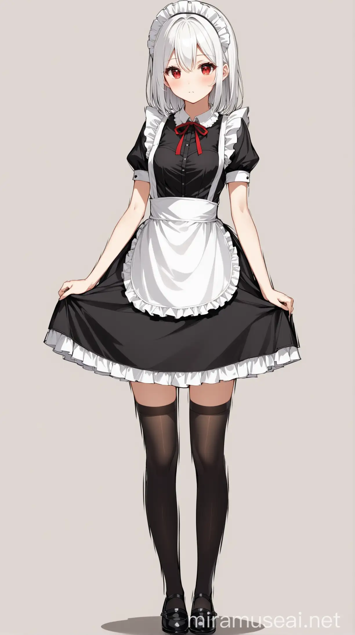 Elegant Gothic Lolita Maid Mysterious Girl in Black Stockings