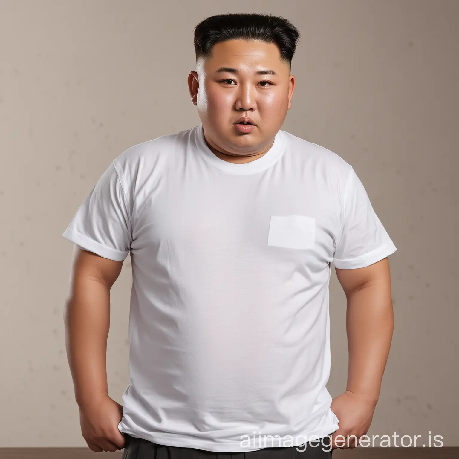 Kim-Jong-Un-Portrait-in-White-TShirt-North-Korean-Leader-in-Casual-Attire