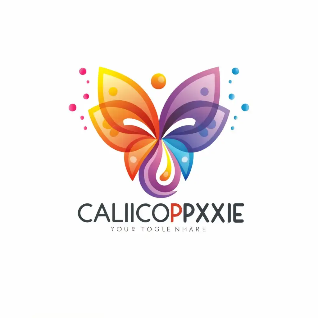 a logo design,with the text "Calicopixie", main symbol:Multipcolored Pixie,Moderate,be used in art industry,clear background
