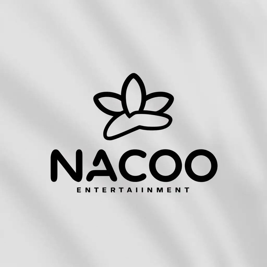 a logo design,with the text "NACOO", main symbol:NACOO plane single-color thick-stroke flower,Minimalistic,be used in Entertainment industry,clear background