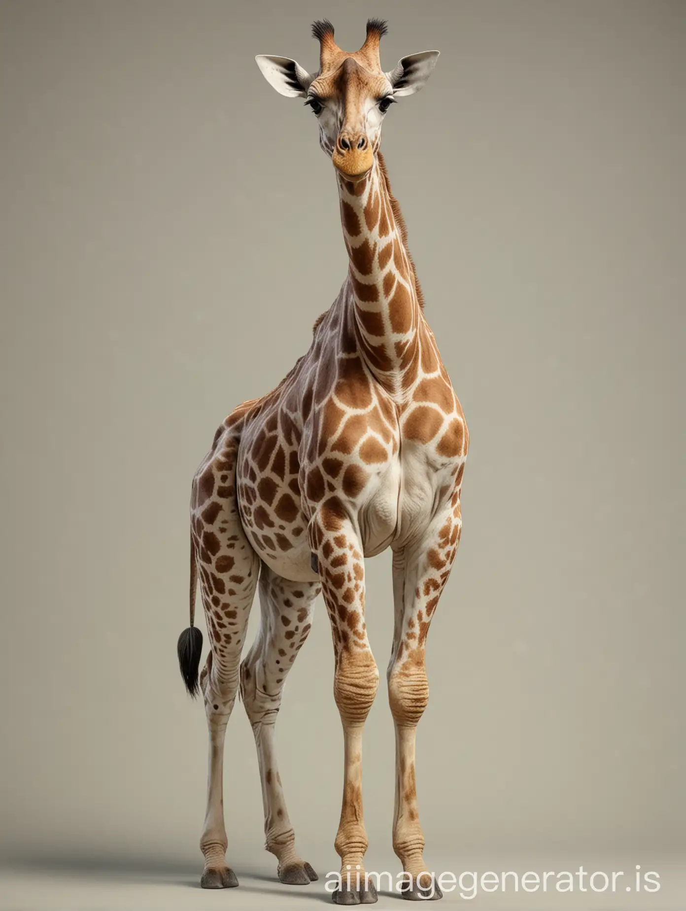 realistic giraffe full body, neutral background