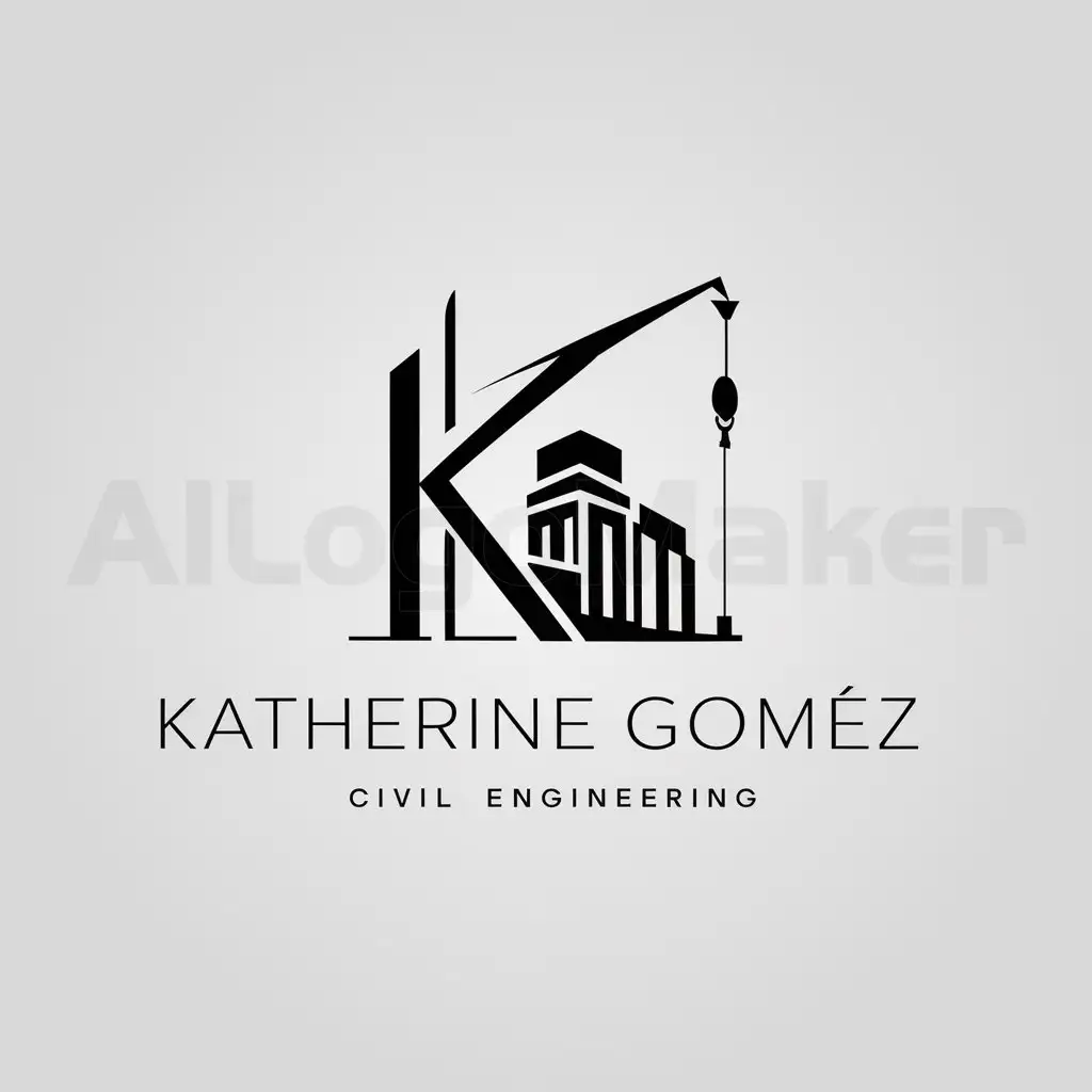 a logo design,with the text "KATHERINE GOMEZ", main symbol:LOGO DE INGENIERIA CIVIL CON LAS LETRAS KG FUSIONADAS CON EDIFICIOS Y GRUA,Minimalistic,clear background